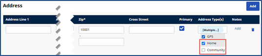 Home and Community Address Types
